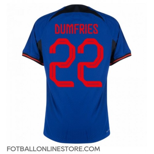 Billige Nederland Denzel Dumfries #22 Bortetrøye VM 2022 Kortermet